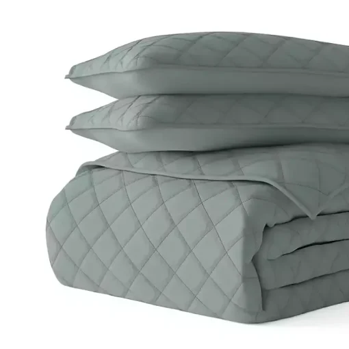 Green Stitched Diamond 2-pc. Twin Quilt Set