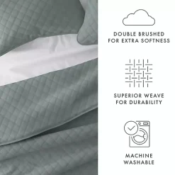 Green Stitched Diamond 2-pc. Twin Quilt Set