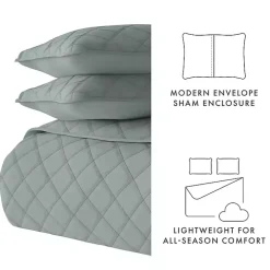 Green Stitched Diamond 2-pc. Twin Quilt Set