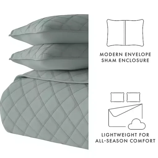 Green Stitched Diamond 2-pc. Twin Quilt Set