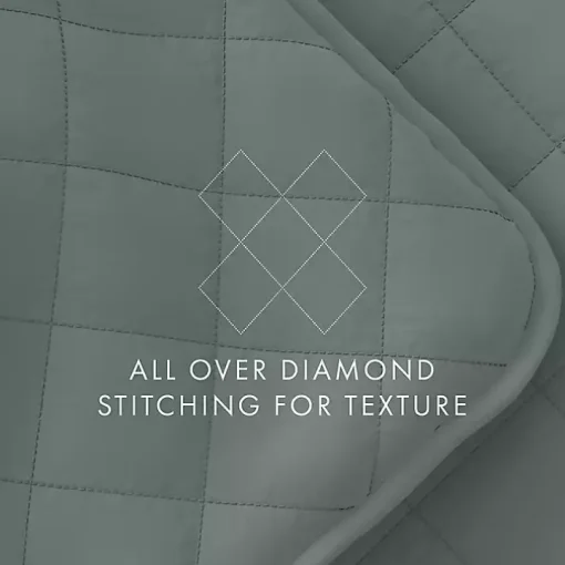 Green Stitched Diamond 2-pc. Twin Quilt Set