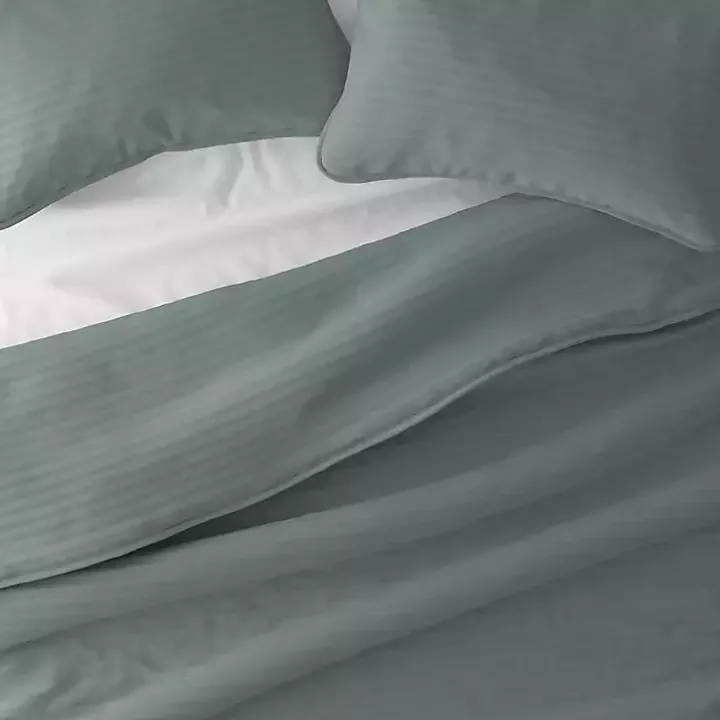 Green Stitched Stripes 2-pc. Twin Quilt Set