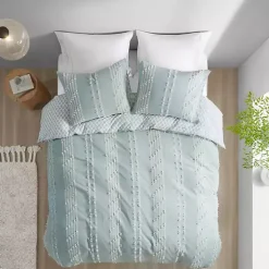 Green Stripe Diamond Full/Queen Comforter Set