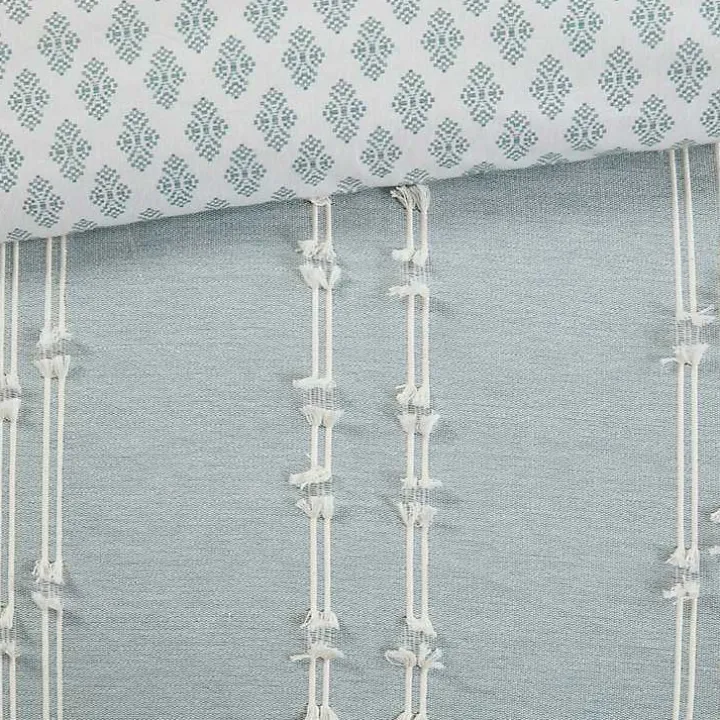 Green Stripe Diamond Full/Queen Comforter Set