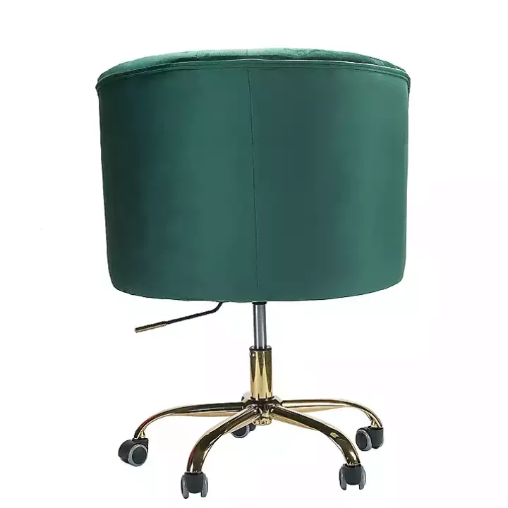 Green Velvet Tufted Golden Leg Swivel Office Chair
