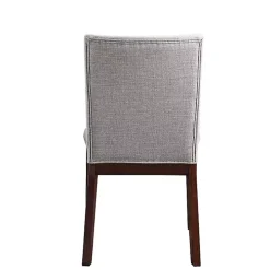 Greige and Walnut Dining Chairs, Set of 2