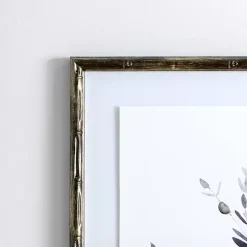 Greige Leaves II Bamboo Frame Art Print