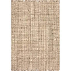 Hand Woven Looped Natural Jute Area Rug, 9x13