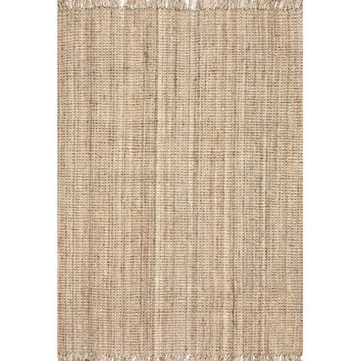Hand Woven Looped Natural Jute Area Rug, 9x13