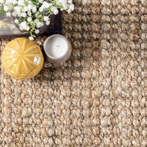 Hand Woven Looped Natural Jute Area Rug, 12x15