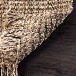 Hand Woven Looped Natural Jute Area Rug, 9x13
