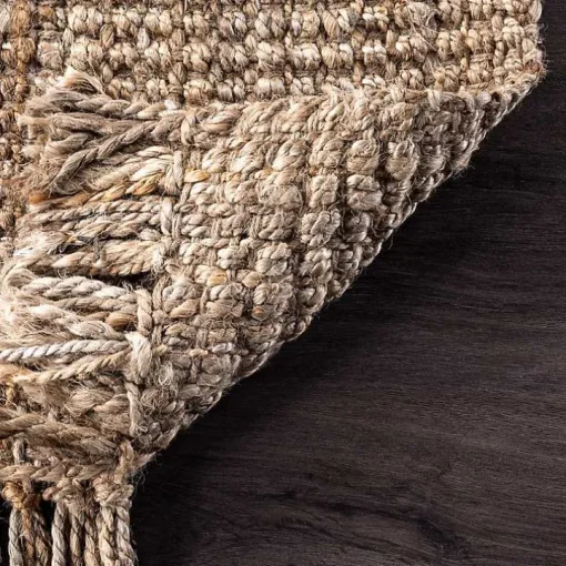 Hand Woven Looped Natural Jute Area Rug, 9x13