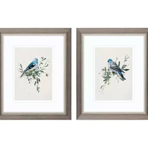 Happy Bluebirds Framed Art Prints, Set of 2