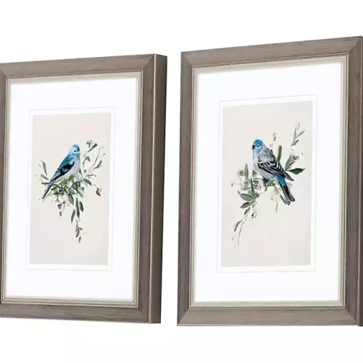Happy Bluebirds Framed Art Prints, Set of 2