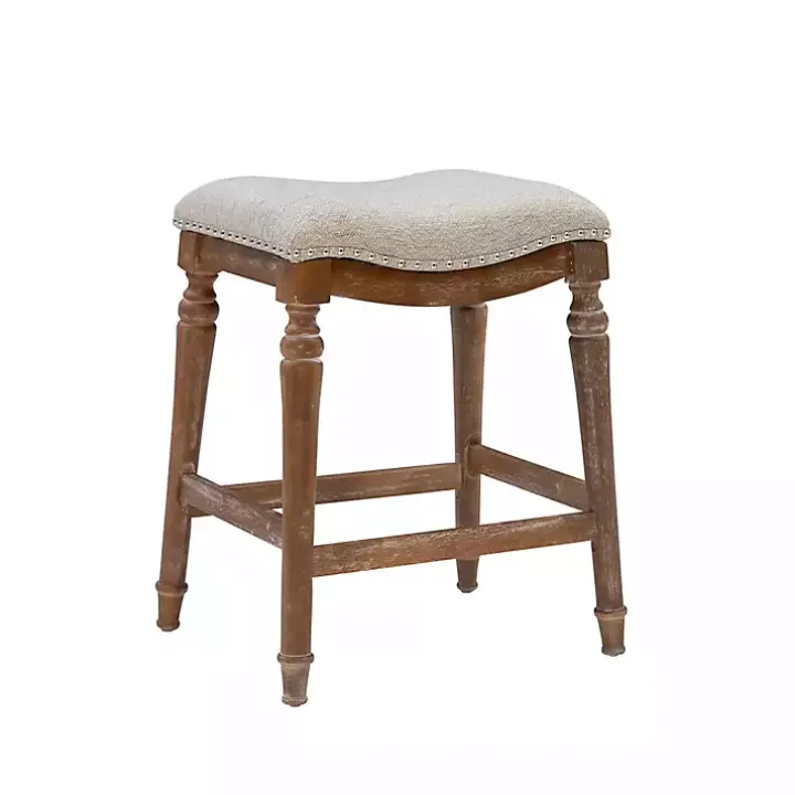 Hazelnut Upholstered Curved Seat Counter Stool