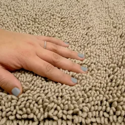 High Pile Taupe Cotton Non-Skid Classic Bath Mat