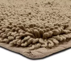 High Pile Taupe Cotton Non-Skid Classic Bath Mat