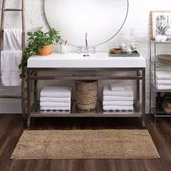 High Pile Taupe Cotton Non-Skid Classic Bath Mat