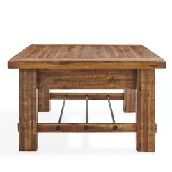 Honey Acacia Wood Coffee Table with Metal Bars