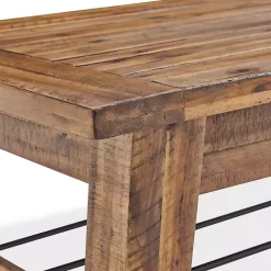 Honey Acacia Wood Coffee Table with Metal Bars