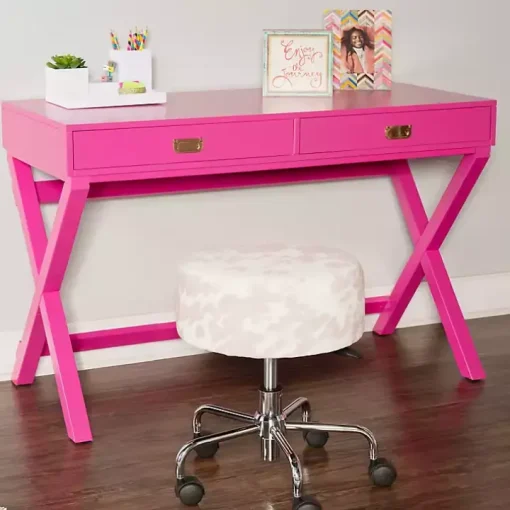 Hot Pink Wood 2-Drawer Peggy Desk