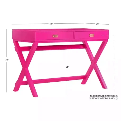 Hot Pink Wood 2-Drawer Peggy Desk