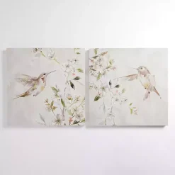 Hummingbirds in Leaves Canvas Art Prints, Set of 2