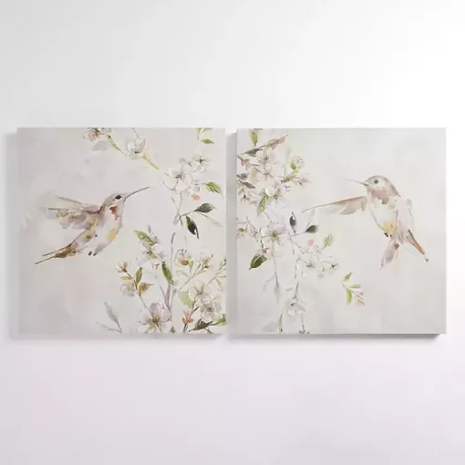 Hummingbirds in Leaves Canvas Art Prints, Set of 2