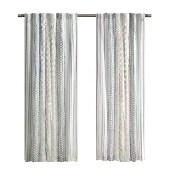 Imani Blue Chenille Stripe Curtain Panel, 95 in.