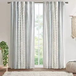 Imani Blue Chenille Stripe Curtain Panel, 95 in.