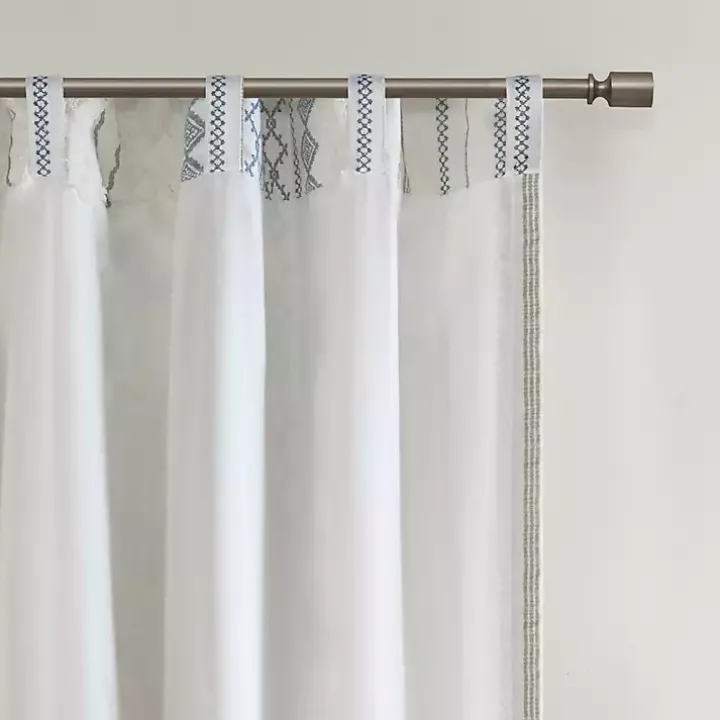 Imani Blue Chenille Stripe Curtain Panel, 95 in.