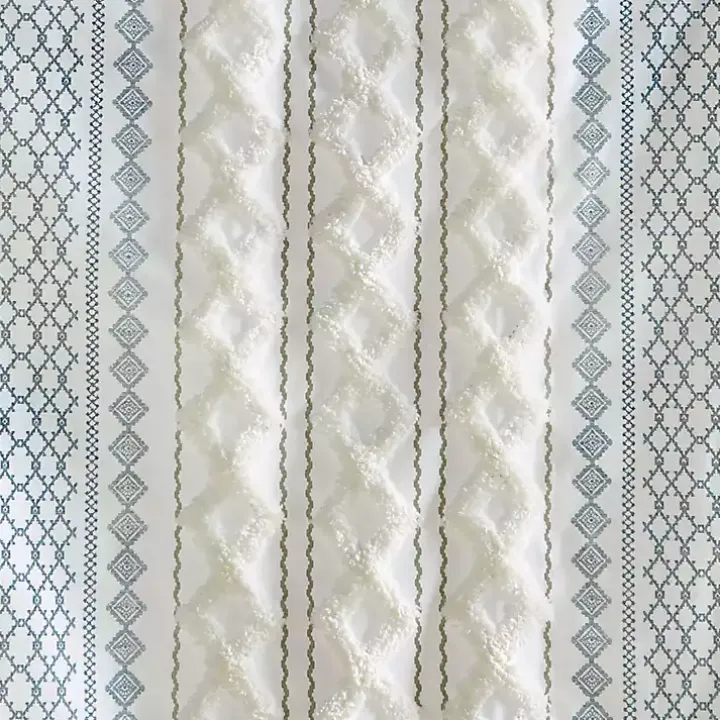 Imani Blue Chenille Stripe Curtain Panel, 95 in.