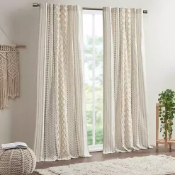 Imani Cream Chenille Stripe Curtain Panel, 95 in.