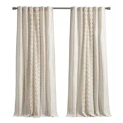 Imani Cream Chenille Stripe Curtain Panel, 84 in.