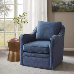 Indigo Swivel Upholstered Wide Seat Accent Chair