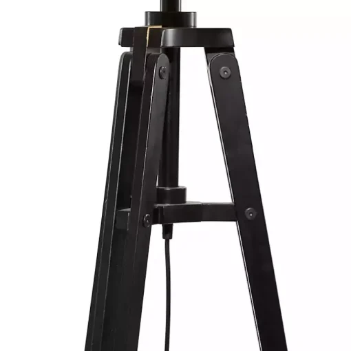 Industrial Tripod Wooden Floor Lamp