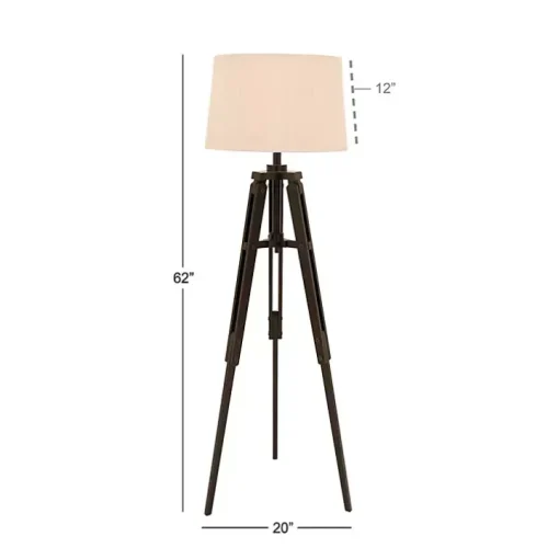 Industrial Tripod Wooden Floor Lamp
