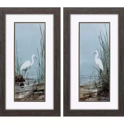Island Egret Framed Art Prints, Set of 2
