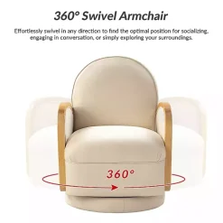 Ivory & Natural Rattan Swivel Accent Chair