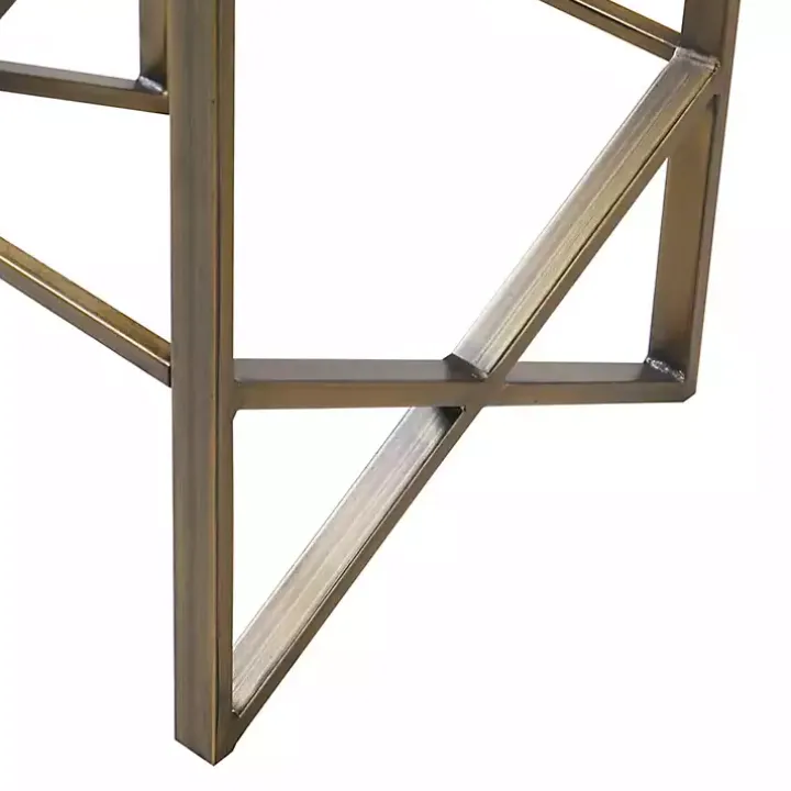 Ivory and Gold Backless Counter Stool