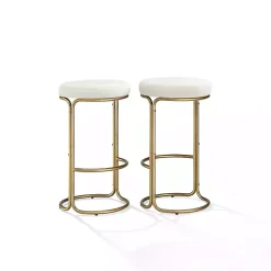 Ivory and Gold Carson Counter Stools, Set of 2