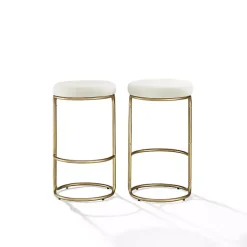 Ivory and Gold Carson Counter Stools, Set of 2