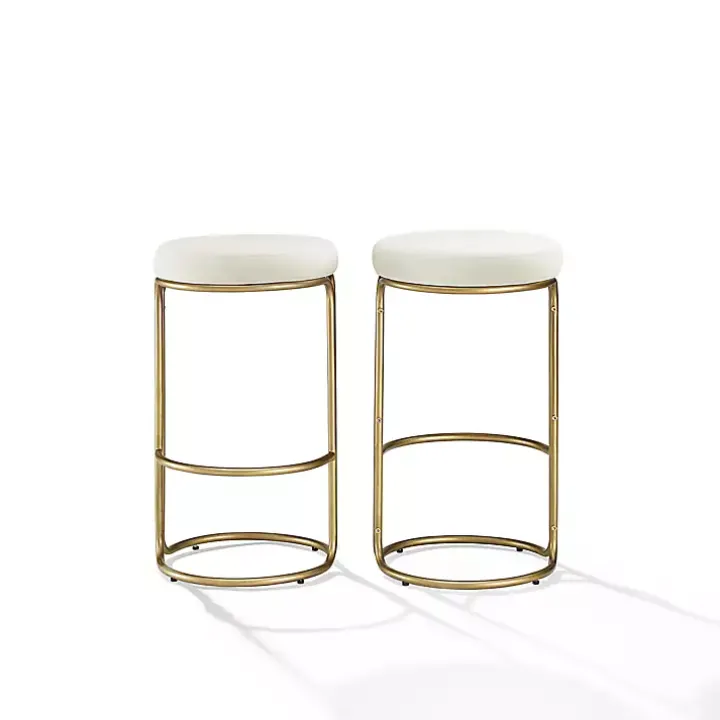 Ivory and Gold Carson Counter Stools, Set of 2