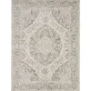 Ivory and Gray Oushak Medallion Area Rug, 5x7