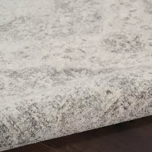 Ivory and Gray Oushak Medallion Area Rug, 6x9
