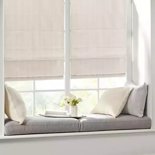 Ivory Basketweave Cordless Roman Shade, 27 in.