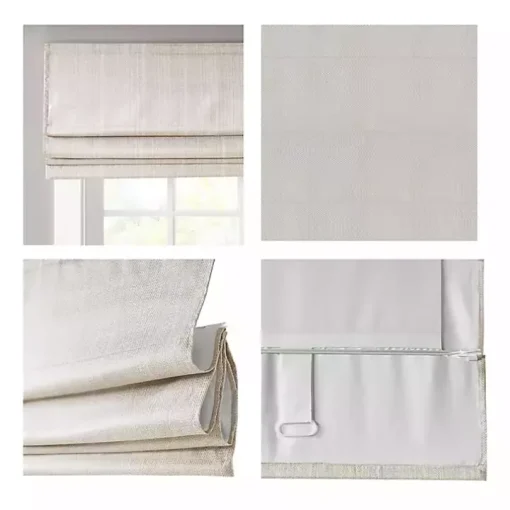 Ivory Basketweave Cordless Roman Shade, 27 in.