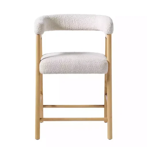 Ivory Boucle Curved Back Ezra Counter Stool