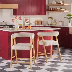 Ivory Boucle Curved Back Ezra Counter Stool