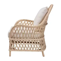 Ivory Braided Rattan Accent Chair